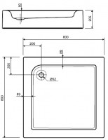 KOLO STANDARD PLUS sprchová vanička čtvercová 80x80x9 cm, akrylátová, s panelem XBK1480000